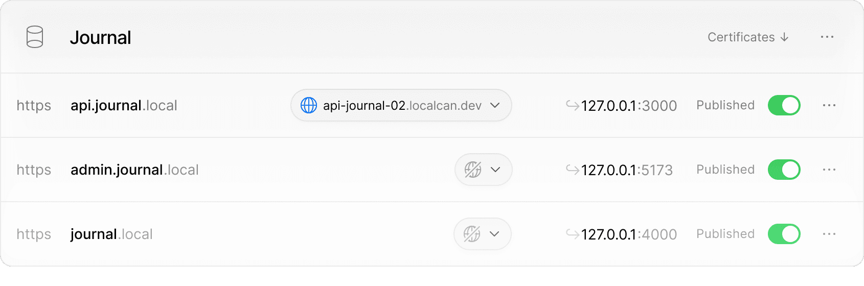 Local domains in LocalCan app